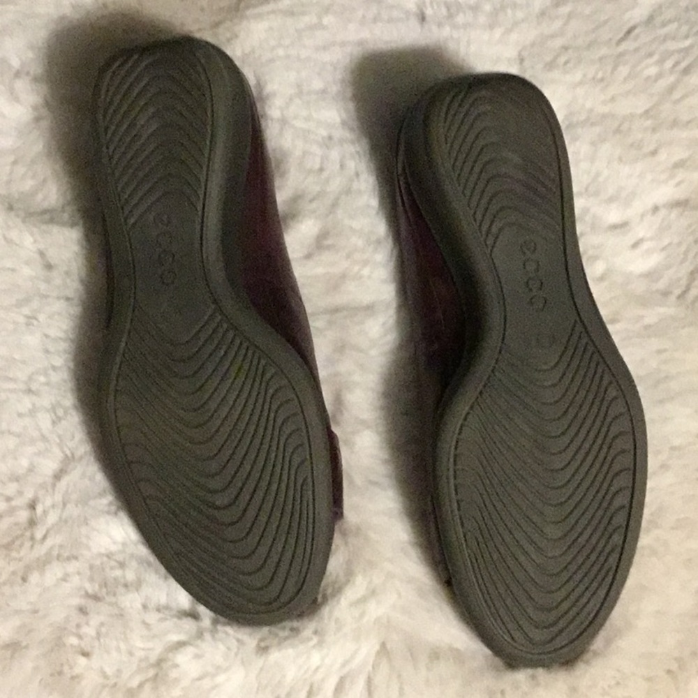 ECCO Burgundy Leather Buckle Flats Comfort Work Shoes 37 - Picture 6 of 16
